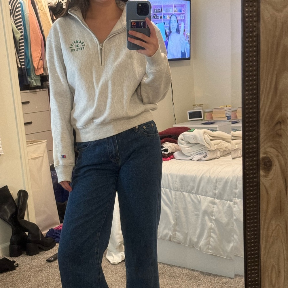 small champion quarter zip sweater